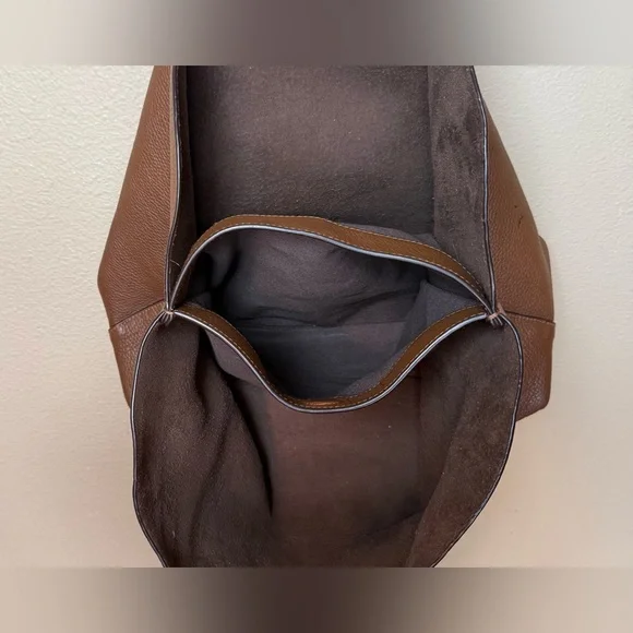 Polo Ralph Lauren Pebbled Brown Leather Lennox Tote Bag - Picture 6 of 10